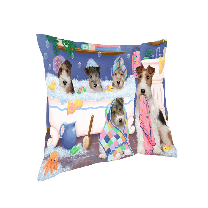 Rub A Dub Dogs In A Tub Wire Fox Terriers Dog Pillow PIL81636