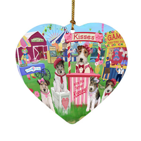Carnival Kissing Booth Wire Fox Terriers Dog Heart Christmas Ornament HPOR56407