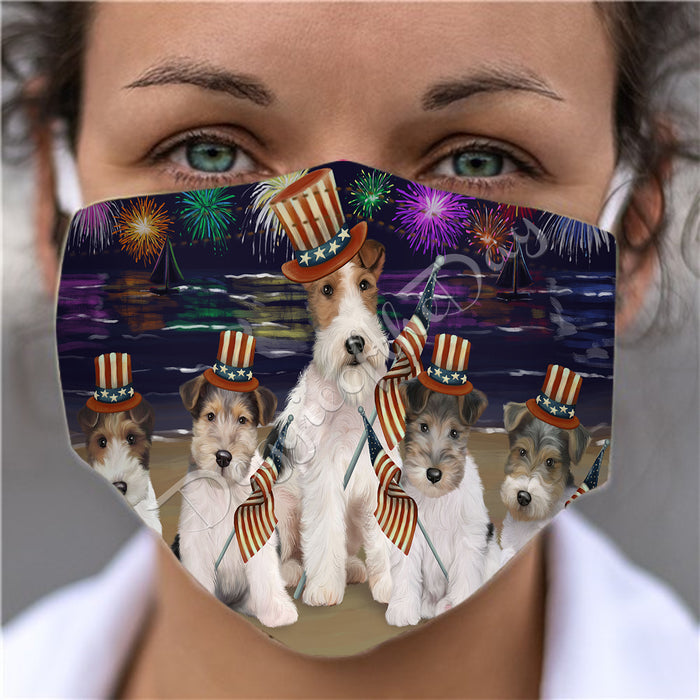 4th of July Independence Day Wire Fox Terrier Dogs Face Mask FM49456
