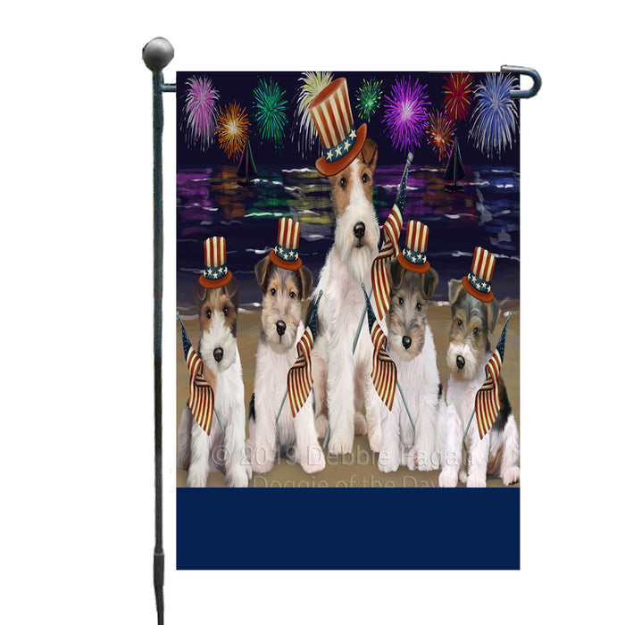 Personalized 4th of July Firework Wire Fox Terrier Dogs Custom Garden Flags GFLG-DOTD-A58166