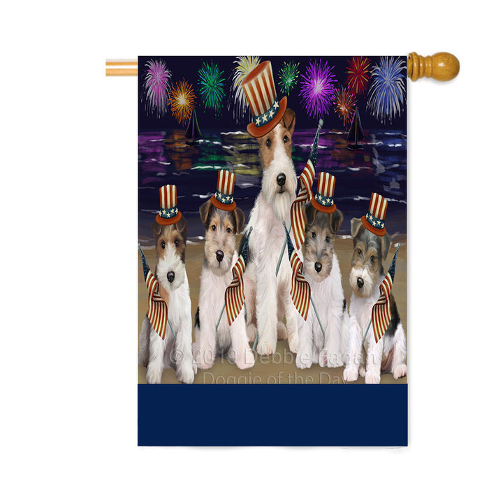 Personalized 4th of July Firework Wire Fox Terrier Dogs Custom House Flag FLG-DOTD-A58222