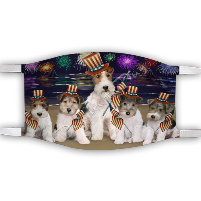 4th of July Independence Day Wire Fox Terrier Dogs Face Mask FM49456