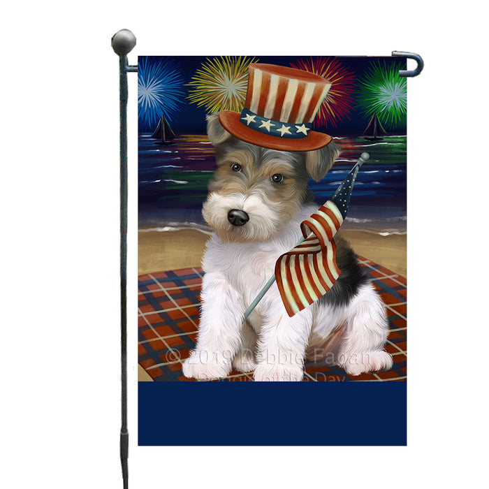 Personalized 4th of July Firework Wire Fox Terrier Dog Custom Garden Flags GFLG-DOTD-A58167