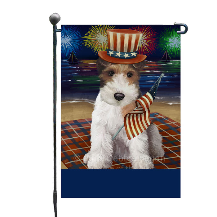 Personalized 4th of July Firework Wire Fox Terrier Dog Custom Garden Flags GFLG-DOTD-A58168