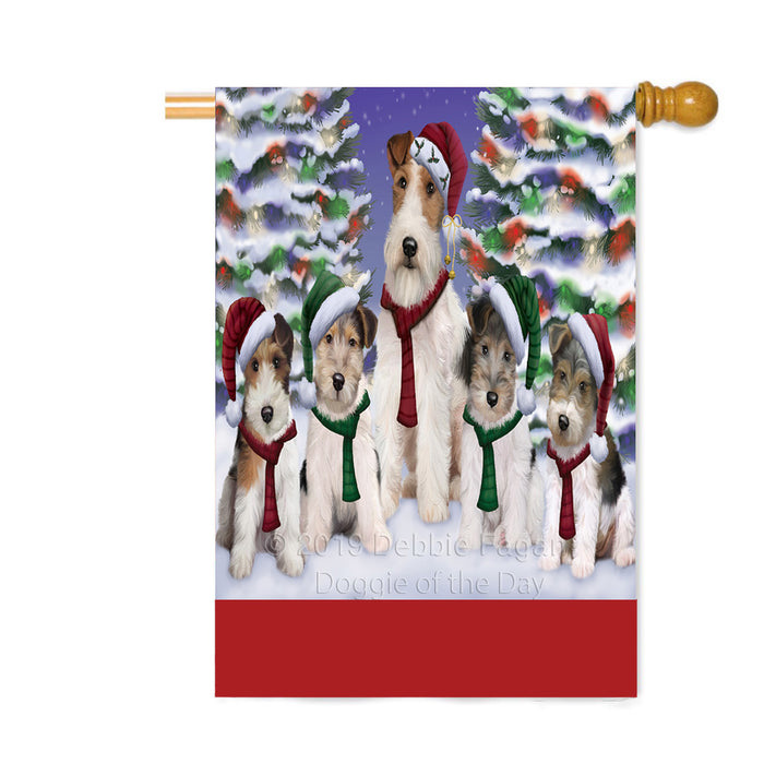 Personalized Christmas Happy Holidays Wire Fox Terrier Dogs Family Portraits Custom House Flag FLG-DOTD-A59217