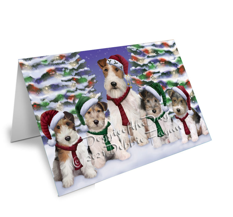 Christmas Family Portrait Wirehaired Pointing Griffon Dog Handmade Artwork Assorted Pets Greeting Cards and Note Cards with Envelopes for All Occasions and Holiday Seasons