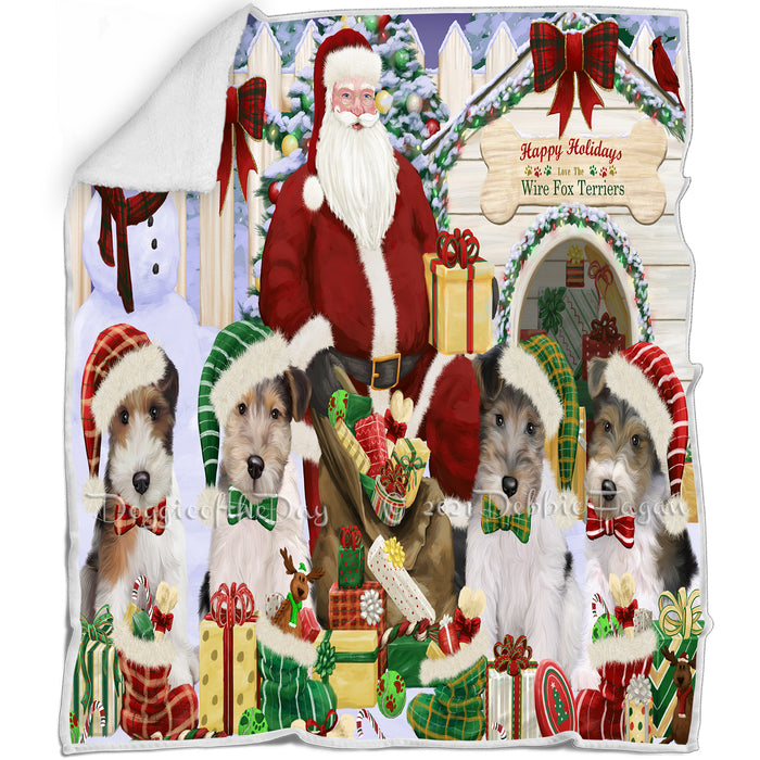 Christmas Dog House Wire Fox Terriers Dog Blanket BLNKT89805