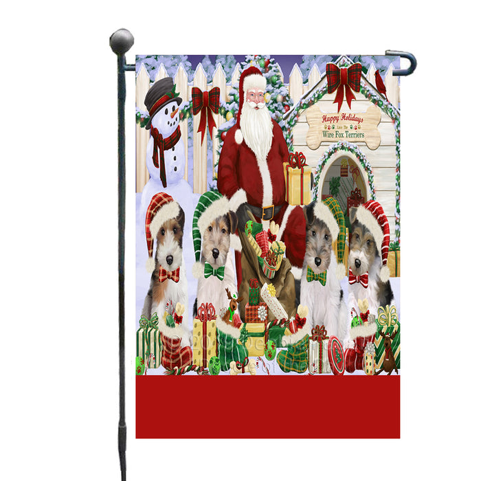 Personalized Happy Holidays Christmas Wire Fox Terrier Dogs House Gathering Custom Garden Flags GFLG-DOTD-A58569