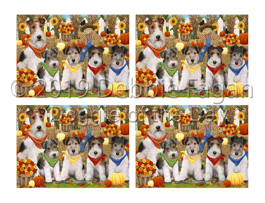 Fall Festive Harvest Time Gathering Wire Fox Terrier Dogs Placemat