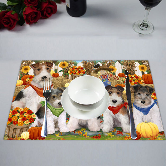 Fall Festive Harvest Time Gathering Wire Fox Terrier Dogs Placemat