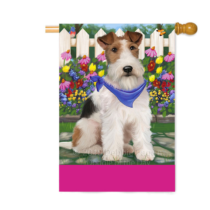 Personalized Spring Floral Wire Fox Terrier Dog Custom House Flag FLG-DOTD-A63102