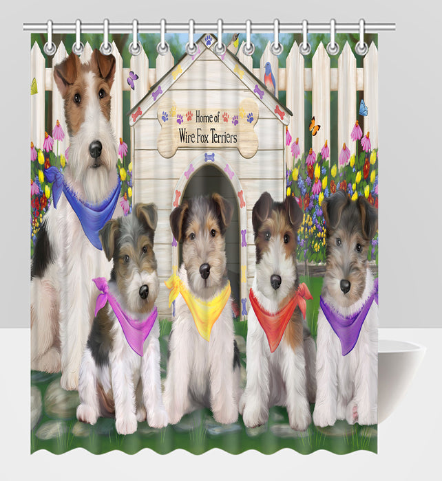 Spring Dog House Wire Fox Terrier Dogs Shower Curtain
