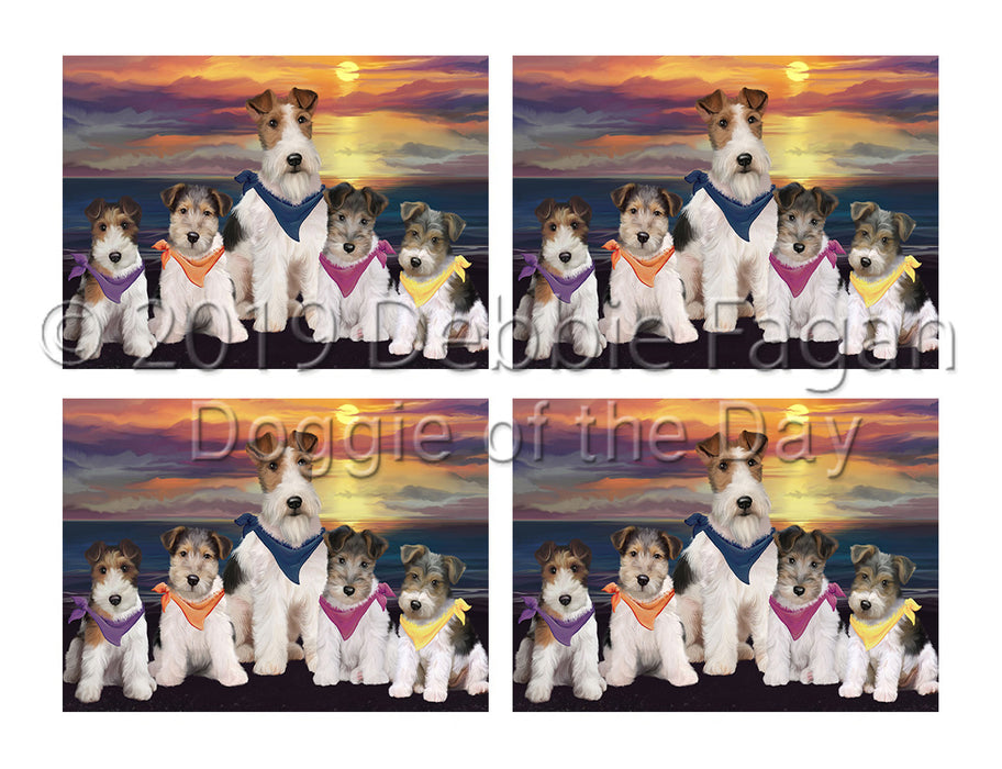 Family Sunset Portrait Wire Fox Terrier Dogs Placemat