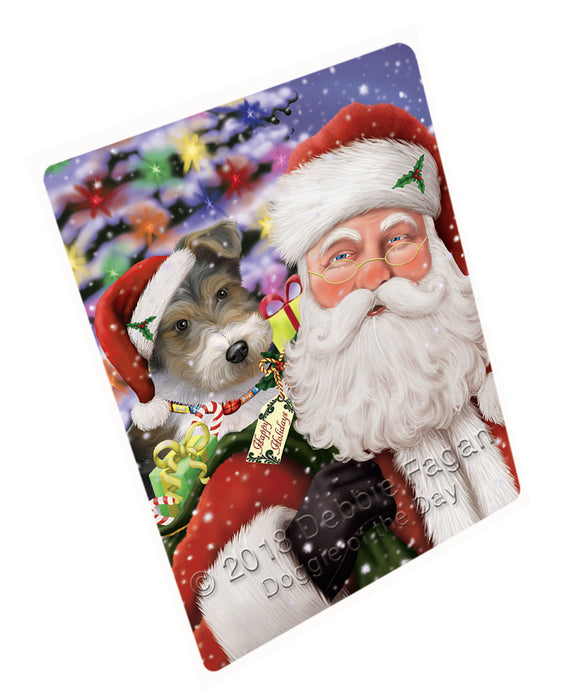 Santa Carrying Wire Fox Terrier Dog and Christmas Presents Cutting Board C65577