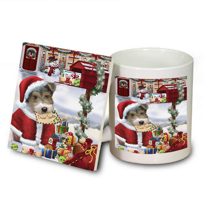 Wire Fox Terrier Dog Dear Santa Letter Christmas Holiday Mailbox Mug and Coaster Set MUC53553