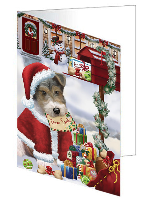 Wire Fox Terrier Dog Dear Santa Letter Christmas Holiday Mailbox Handmade Artwork Assorted Pets Greeting Cards and Note Cards with Envelopes for All Occasions and Holiday Seasons GCD64712