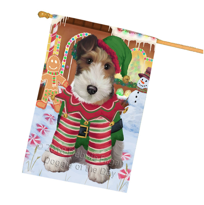Christmas Gingerbread House Candyfest Wire Fox Terrier Dog House Flag FLG57284