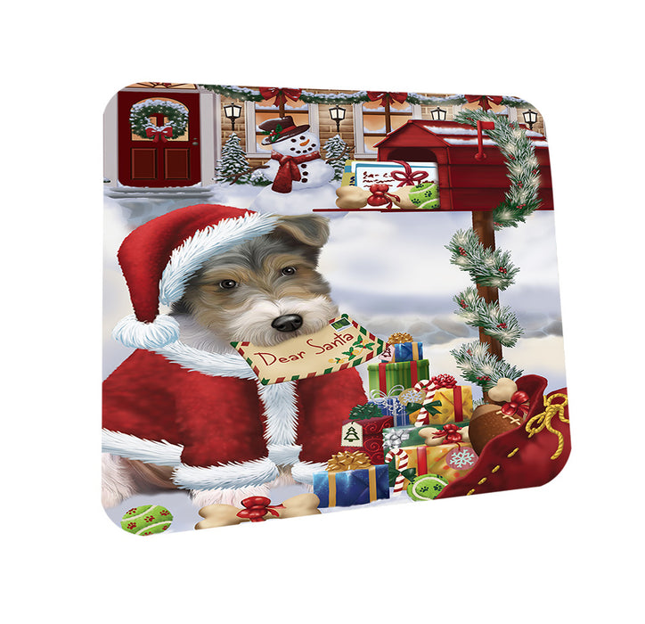 Wire Fox Terrier Dog Dear Santa Letter Christmas Holiday Mailbox Coasters Set of 4 CST53519