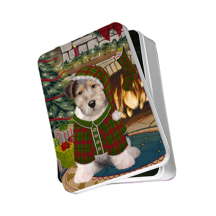 The Stocking was Hung Wire Fox Terrier Dog Photo Storage Tin PITN55605