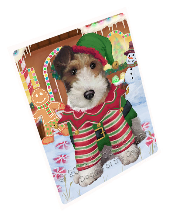 Christmas Gingerbread House Candyfest Wire Fox Terrier Dog Large Refrigerator / Dishwasher Magnet RMAG101868