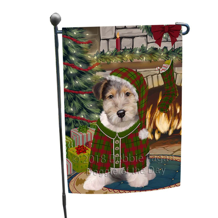 The Stocking was Hung Wire Fox Terrier Dog Garden Flag GFLG55955