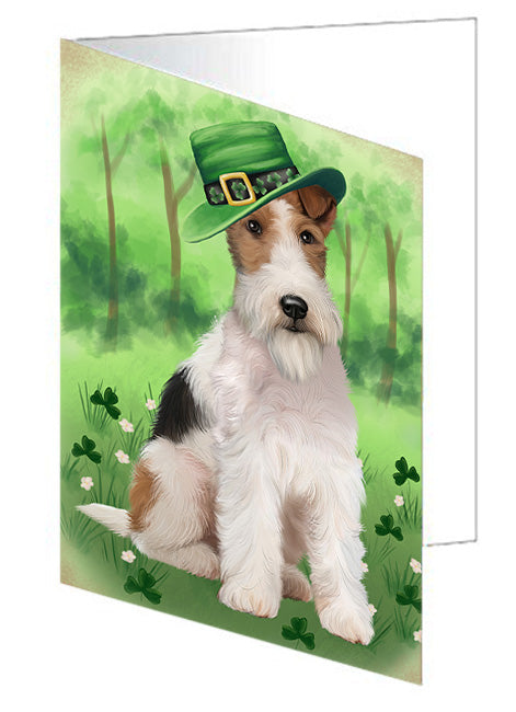 St. Patricks Day Irish Portrait Wire Fox Terrier Dog Handmade Artwork Assorted Pets Greeting Cards and Note Cards with Envelopes for All Occasions and Holiday Seasons GCD76694