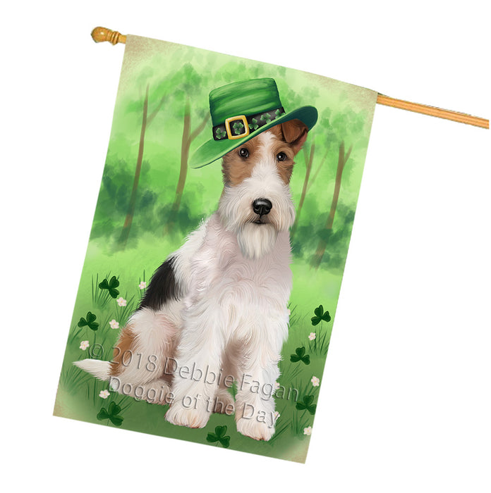 St. Patricks Day Irish Portrait Wire Fox Terrier Dog House Flag FLG65084