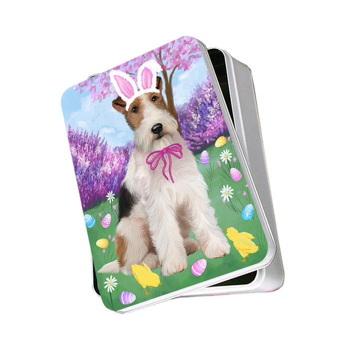 Easter Holiday Wire Fox Terrier Dog Photo Storage Tin PITN56899
