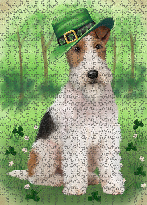 St. Patricks Day Irish Portrait Wire Fox Terrier Dog Portrait Jigsaw Puzzle for Adults Animal Interlocking Puzzle Game Unique Gift for Dog Lover's with Metal Tin Box PZL103