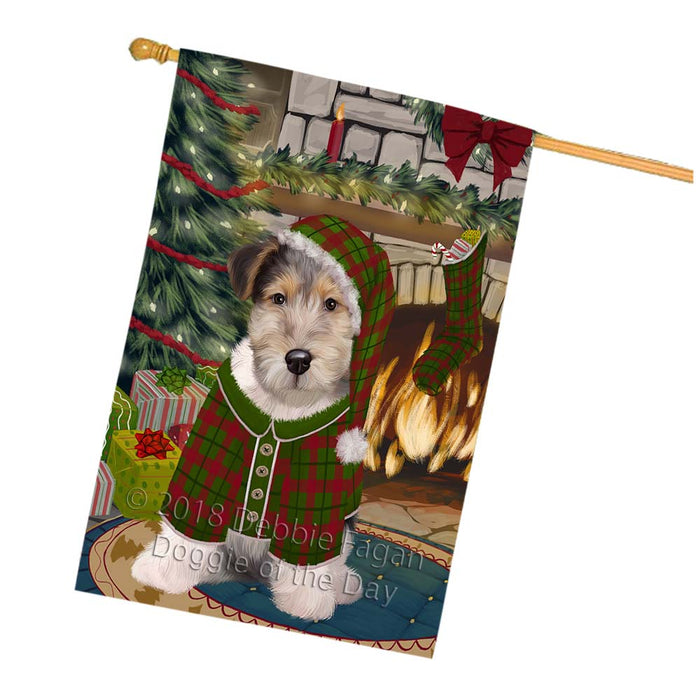 The Stocking was Hung Wire Fox Terrier Dog House Flag FLG56091