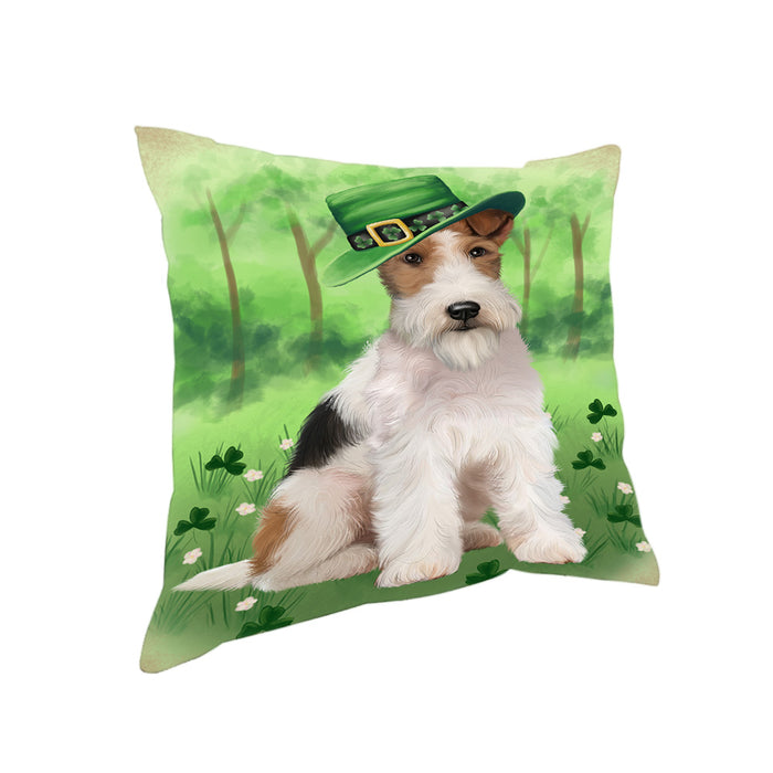 St. Patricks Day Irish Portrait Wire Fox Terrier Dog Pillow PIL86352