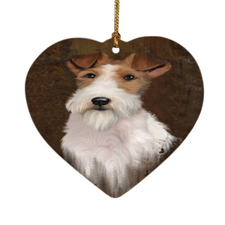 Rustic Wire Fox Terrier Dog Heart Christmas Ornament HPOR54504