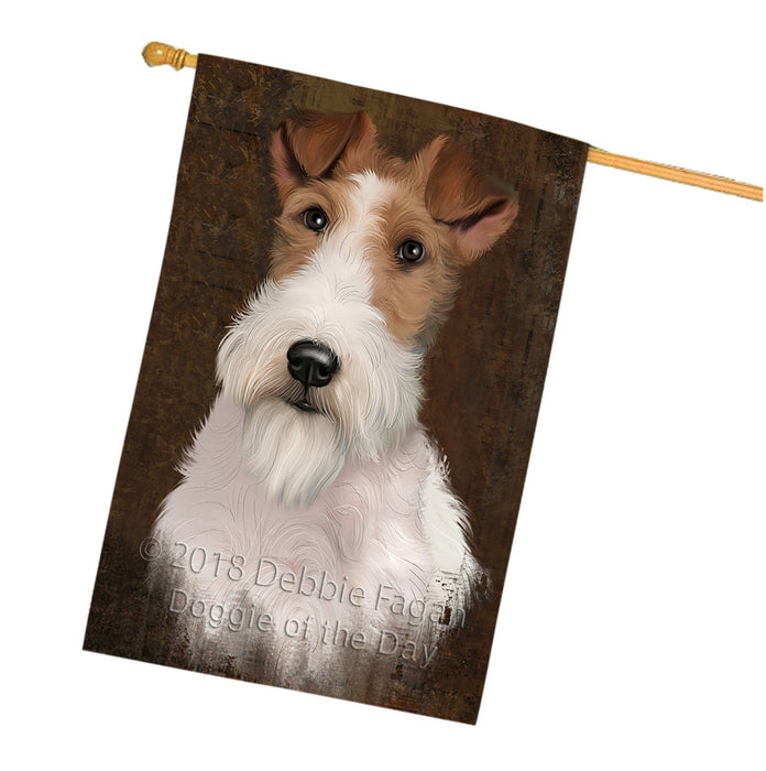 Rustic Wire Fox Terrier Dog House Flag FLG54702