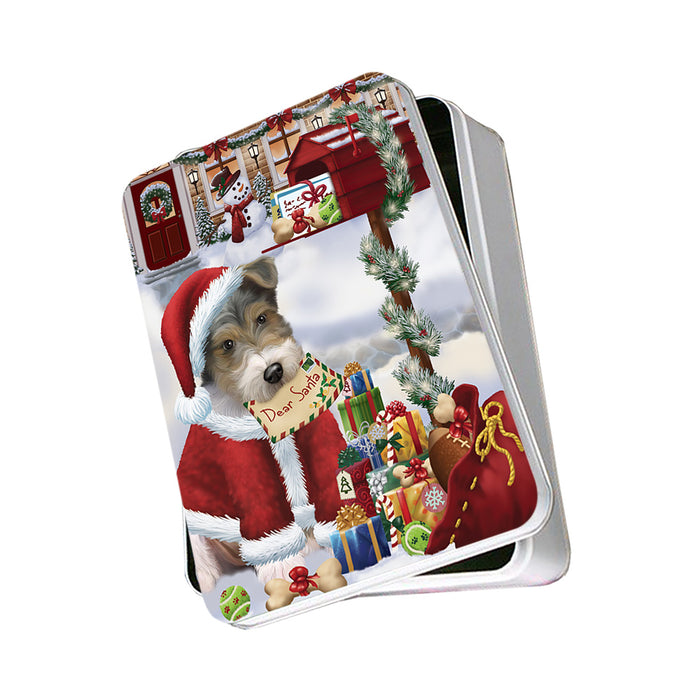 Wire Fox Terrier Dog Dear Santa Letter Christmas Holiday Mailbox Photo Storage Tin PITN53561