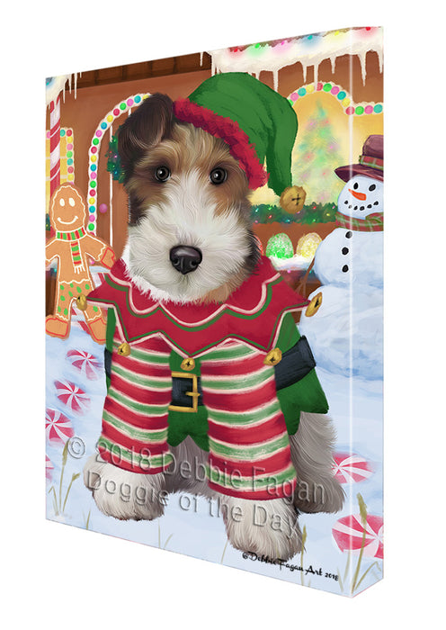Christmas Gingerbread House Candyfest Wire Fox Terrier Dog Canvas Print Wall Art Décor CVS131624