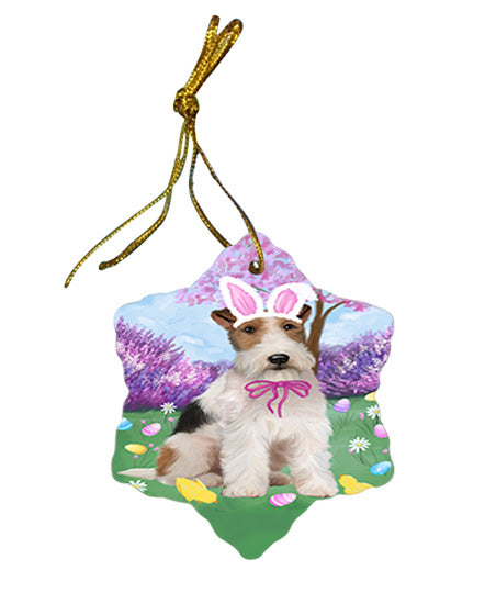 Easter Holiday Wire Fox Terrier Dog Star Porcelain Ornament SPOR57357