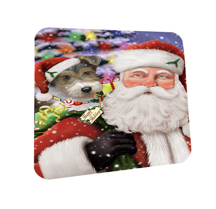 Santa Carrying Wire Fox Terrier Dog and Christmas Presents Coasters Set of 4 CST53669