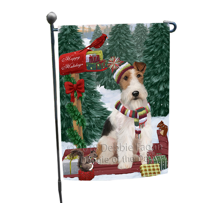 Merry Christmas Woodland Sled Wire Fox Terrier Dog Garden Flag GFLG55366