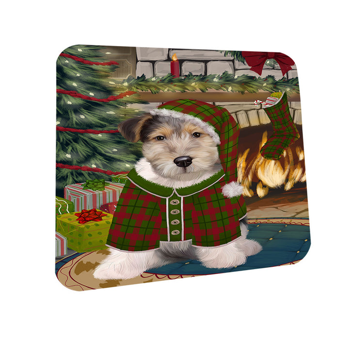 The Stocking was Hung Wire Fox Terrier Dog Coasters Set of 4 CST55620