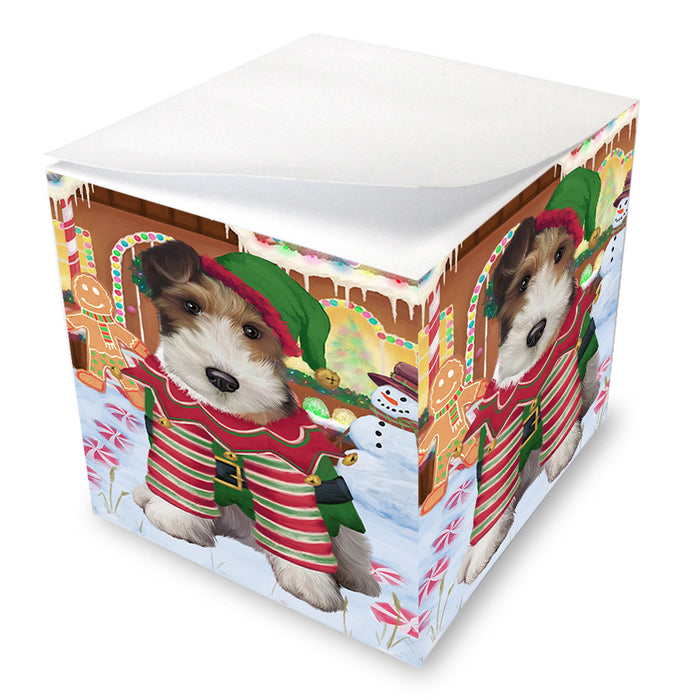 Christmas Gingerbread House Candyfest Wire Fox Terrier Dog Note Cube NOC54672