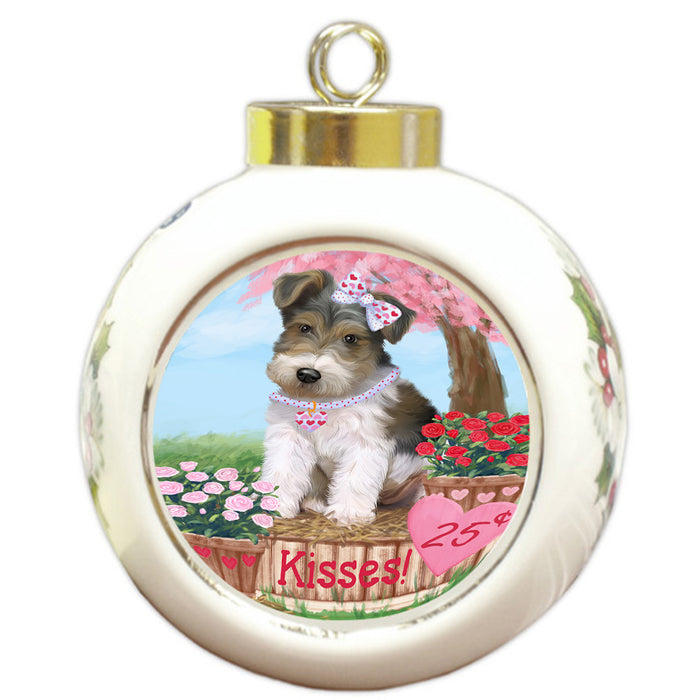 Rosie 25 Cent Kisses Wire Fox Terrier Dog Round Ball Christmas Ornament RBPOR56624