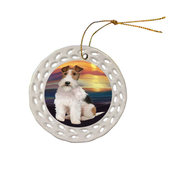 Wire Fox Terrier Dog Ceramic Doily Ornament DPOR52807