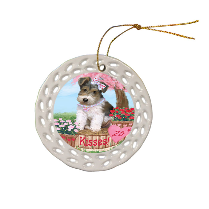Rosie 25 Cent Kisses Wire Fox Terrier Dog Ceramic Doily Ornament DPOR56624
