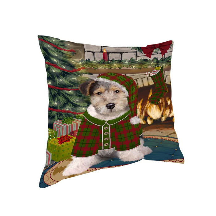 The Stocking was Hung Wire Fox Terrier Dog Pillow PIL71576