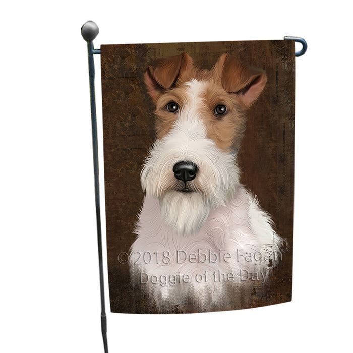 Rustic Wire Fox Terrier Dog Garden Flag GFLG54566