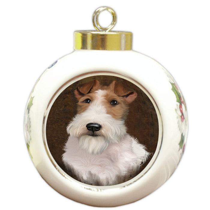 Rustic Wire Fox Terrier Dog Round Ball Christmas Ornament RBPOR54504
