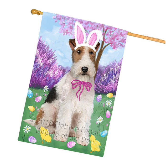 Easter Holiday Wire Fox Terrier Dog House Flag FLG57640
