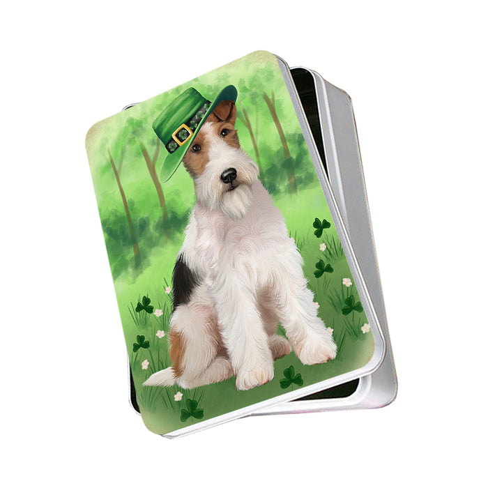 St. Patricks Day Irish Portrait Wire Fox Terrier Dog Photo Storage Tin PITN57003