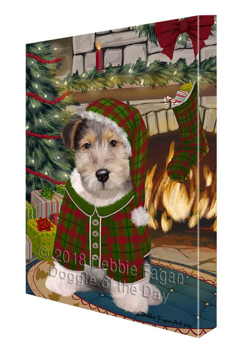The Stocking was Hung Wire Fox Terrier Dog Canvas Print Wall Art Décor CVS120887