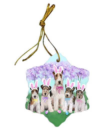 Easter Holiday Wire Fox Terriers Dog Star Porcelain Ornament SPOR57358
